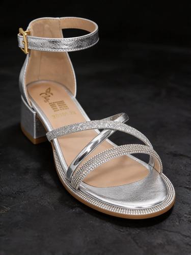 Sandalias  Plata Para Dama Napa Metalica Hermosas Perfectas Para Fiestas y Eventos Sociales