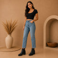 Botín Negro Puntal Glam para Mujer