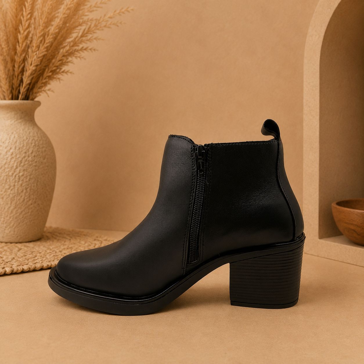 Botín Negro Puntal Glam para Mujer