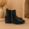 Botín Negro de piel  Puntal Glam para Mujer