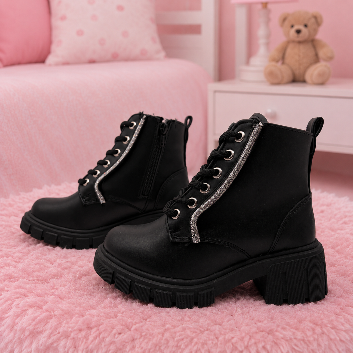 Botas Para Niña Con Tiras De Brillos Antiderrrapantes 18-21