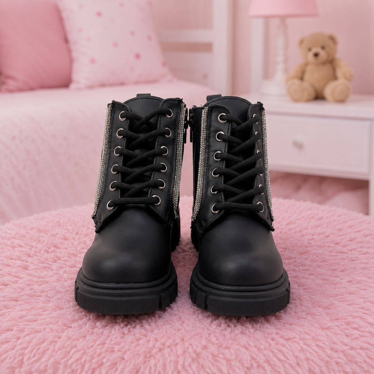 Botas Para Niña Con Tiras De Brillos Antiderrrapantes 18-21