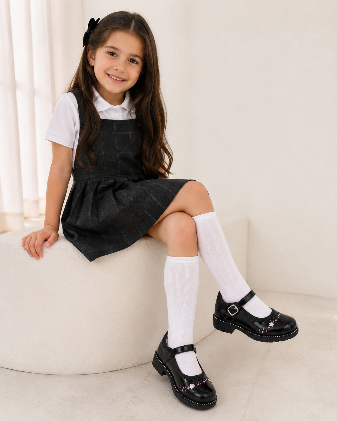 Escolar Star Charol Negro Niña