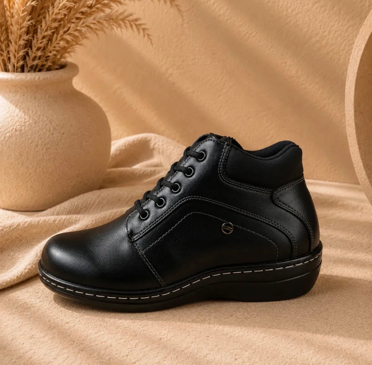 Botín Dama Negro Piel Confort Trabajo Casual Diario Talla 22-25