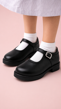 Calzado Escolar Para Niña Color Negro De Piel Cómodos Y Prácticos Para El Dia A Dia
