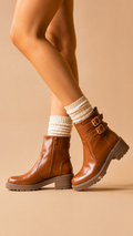 Botín Camel Doble Hebilla Urban Chic