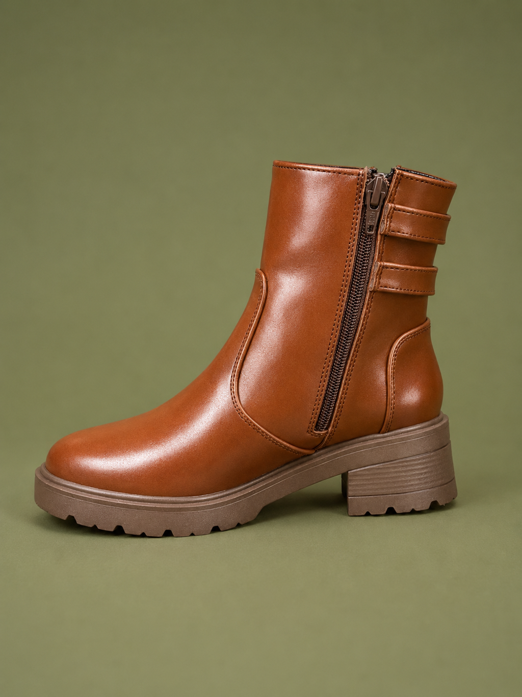 Botín Camel Doble Hebilla Urban Chic