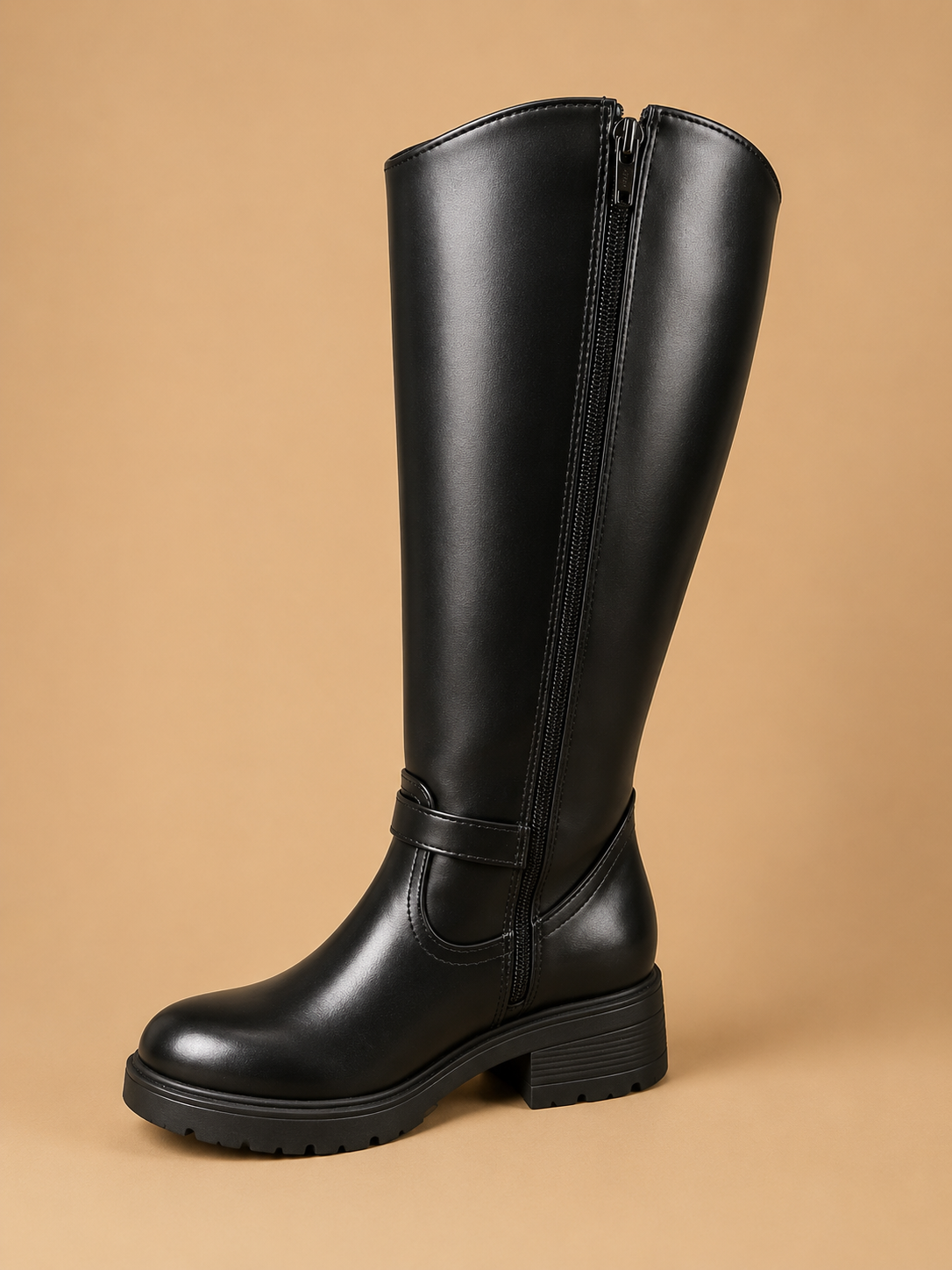 Bota Larga Negra Casual Mujer Estilo Moderno y Elegante