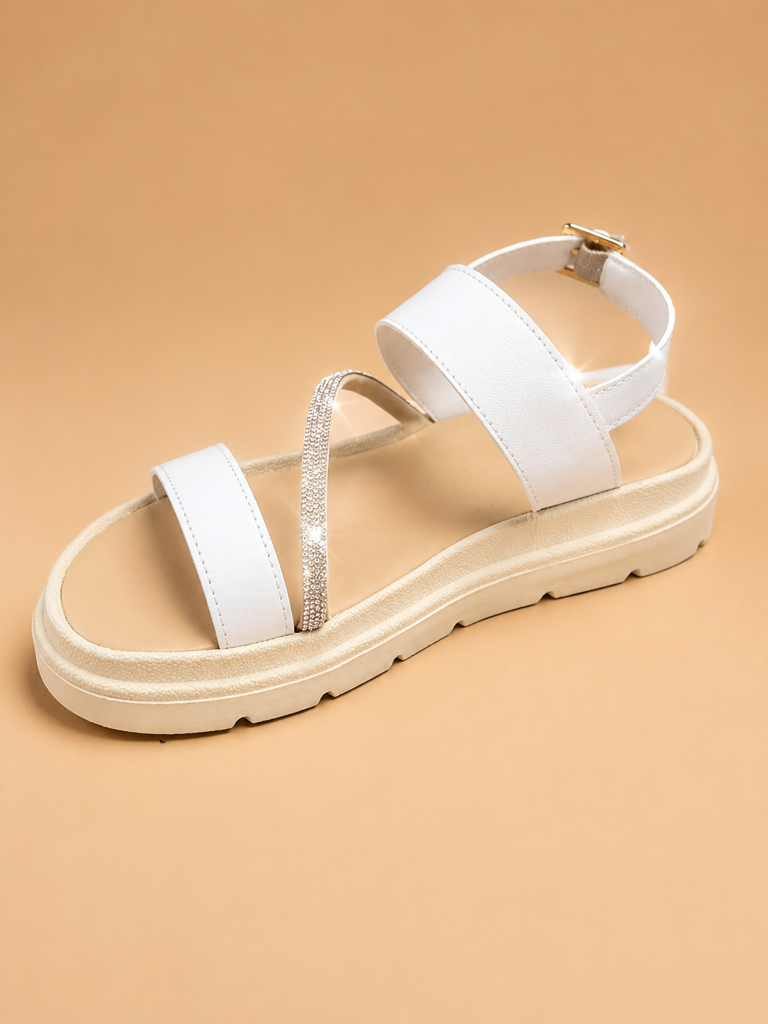 Sandalia Para Dama Color Blanco Con Brillo