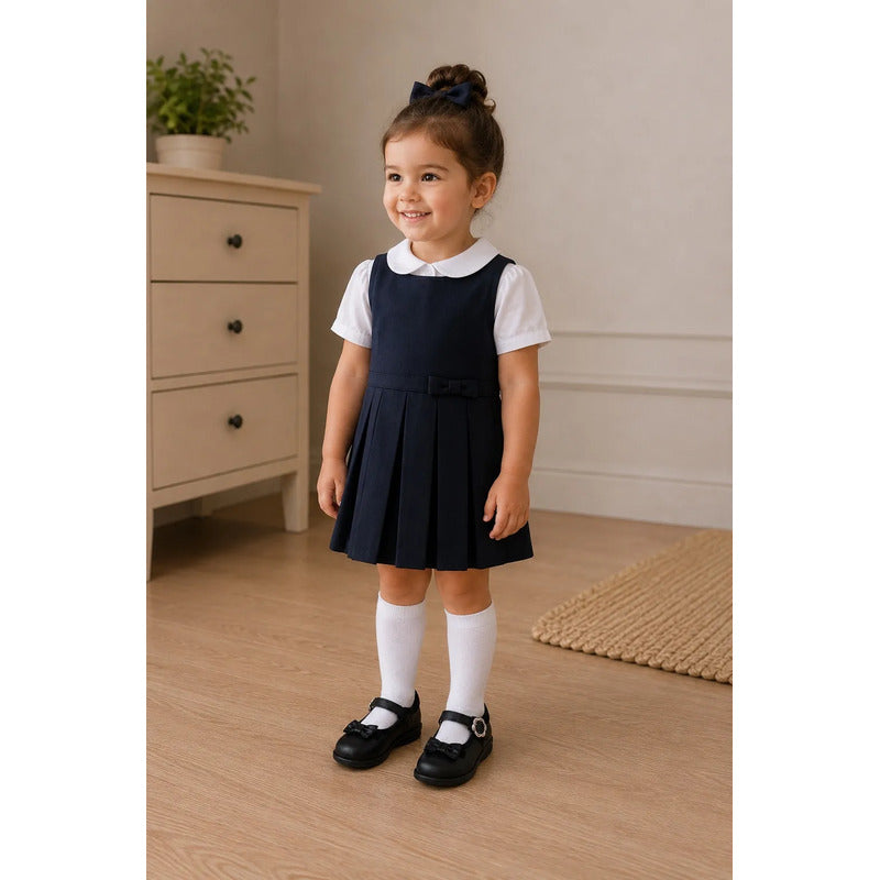 Calzado Escolar Para Niñas Color Negro Con Hermoso Moño