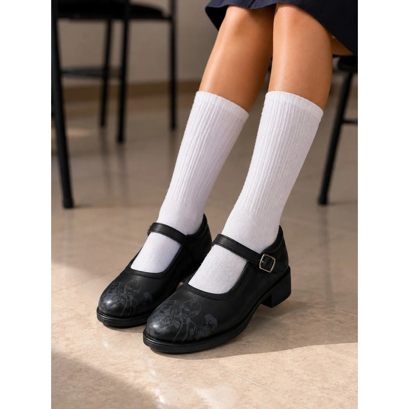 Calzado Escolar Para Niñas Con Dibujo De Piel A La Moda