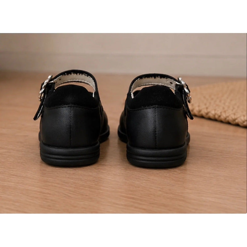 Calzado Escolar Para Niñas Color Negro Con Hermoso Moño