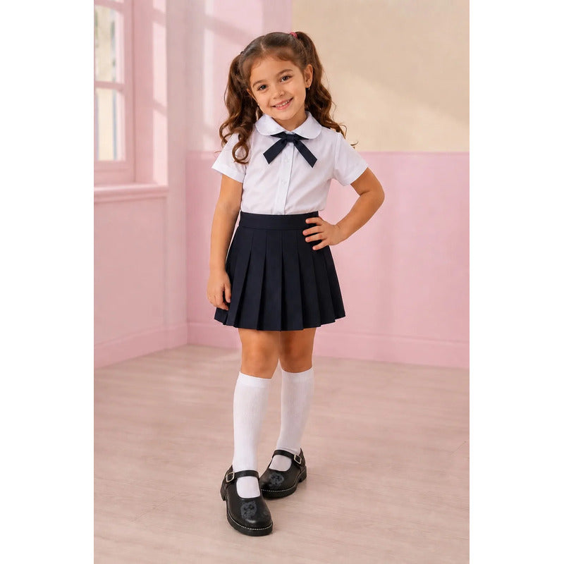 Calzado Escolar Para Niña De  Piel Con Dibujo Infantil