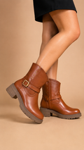 Botín glam plataforma miel — Calzado Mía