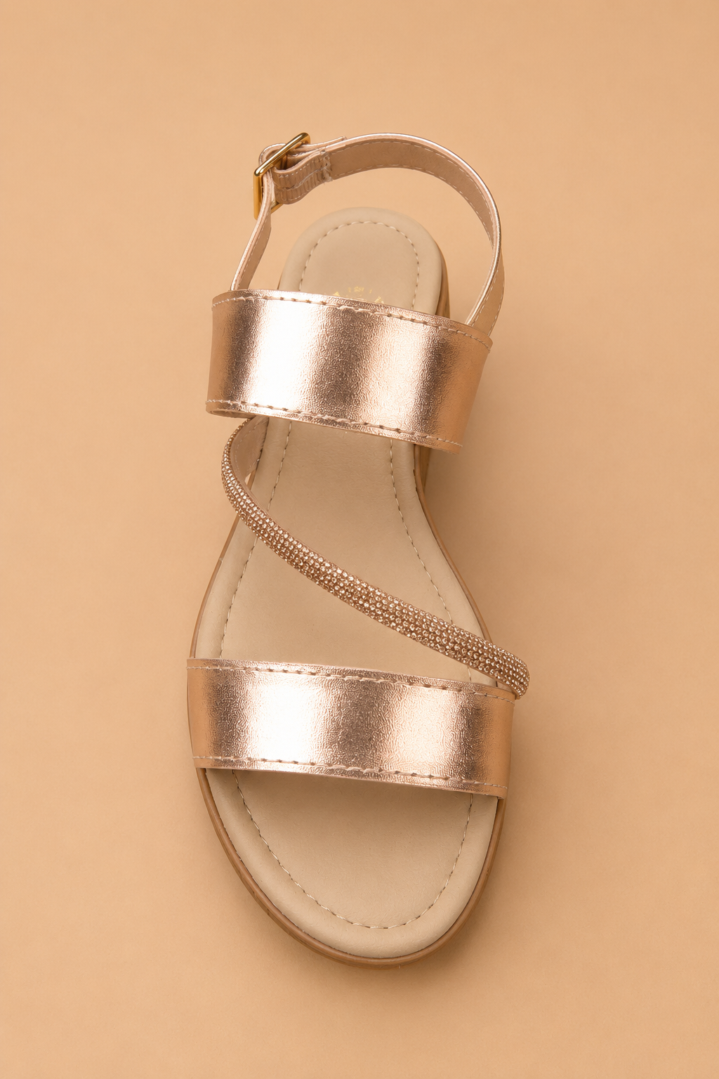 Sandalia shine oro rosa, detalle